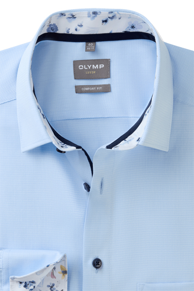 Produktbild fr 'OLYMP Luxor comfort fit Hemd Langarm New Kent Kragen Struktur hellblau'