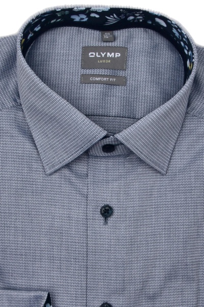 Produktbild fr 'OLYMP Luxor comfort fit Hemd Langarm New Kent Kragen Struktur rauchblau'