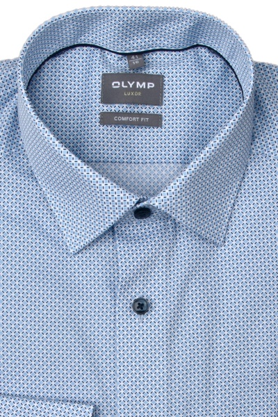 Produktbild fr 'OLYMP Luxor comfort fit Hemd extra langer Arm New Kent Kragen Muster blau'