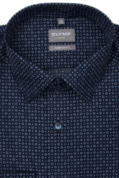 Produktbild fr 'OLYMP Luxor comfort fit Hemd extra langer Arm New Kent Kragen Blumenmuster blau'
