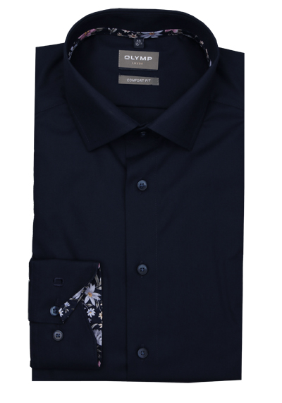 OLYMP Luxor comfort fit Hemd Langarm New Kent Kragen nachtblau