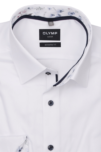 Produktbild fr 'OLYMP Luxor modern fit Hemd extra kurzer Arm New Kent Kragen Struktur wei'