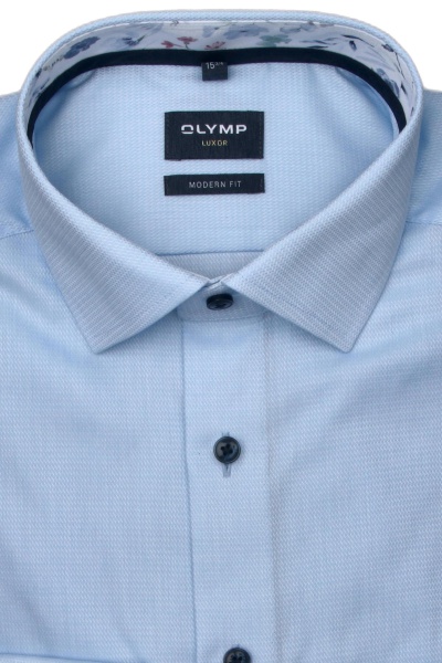 Produktbild fr 'OLYMP Luxor modern fit Hemd extra kurzer Arm New Kent Kragen Struktur hellblau'