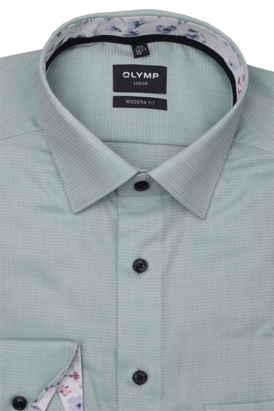 Produktbild fr 'OLYMP Luxor modern fit Hemd extra langer Arm New Kent Kragen Struktur grn'