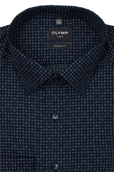 Produktbild fr 'OLYMP Luxor modern fit Hemd Langarm New Kent Kragen Blumenmuster dunkelblau'
