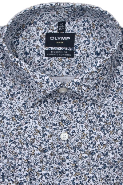 Produktbild fr 'OLYMP Luxor modern fit Hemd extra langer Arm New Kent Kragen Blumenmuster wei'