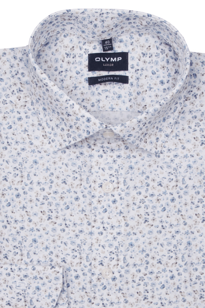 Produktbild fr 'OLYMP Luxor modern fit Hemd extra langer Arm New Kent Kragen Blumenmuster blau'