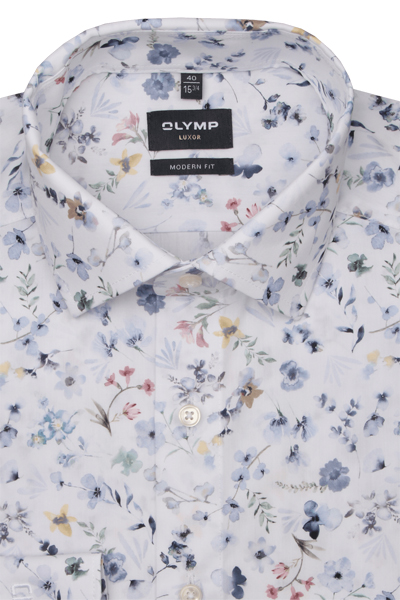 Produktbild fr 'OLYMP Luxor modern fit Hemd extra langer Arm New Kent Kragen Blumenmuster blau'