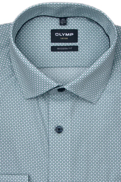 Produktbild fr 'OLYMP Luxor modern fit Hemd extra langer Arm New Kent Kragen Muster grn'