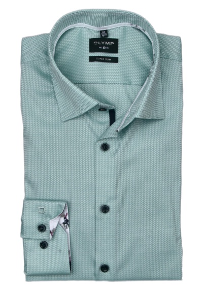 OLYMP No. Six super slim Hemd extra langer Arm New Kent Kragen Struktur grn
