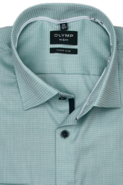 Produktbild fr 'OLYMP No. Six super slim Hemd extra langer Arm New Kent Kragen Struktur grn'