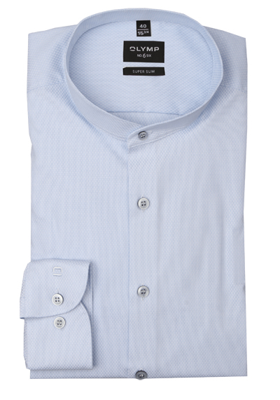 OLYMP No. Six super slim Hemd Langarm Arm Stehkragen Struktur hellblau