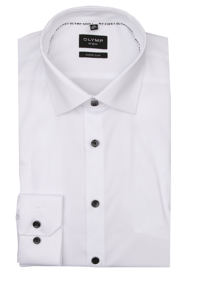 OLYMP No. Six super slim Hemd Langarm New Kent Kragen wei