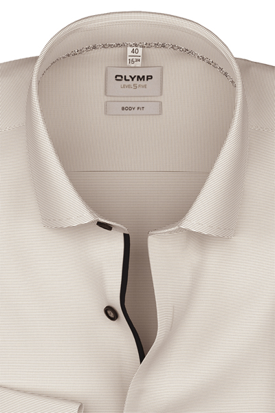 Produktbild f�r 'OLYMP Level Five body fit Hemd extra langer Arm New Kent Kragen Fil a Fil beige'