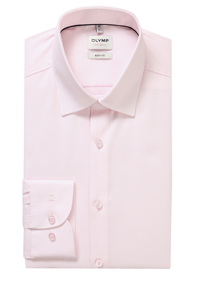 OLYMP Level Five body fit Hemd extra langer Arm Struktur rosa