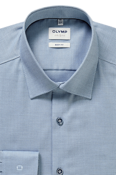 Produktbild f�r 'OLYMP Level Five body fit Hemd Langarm New Kent Kragen Struktur blau'
