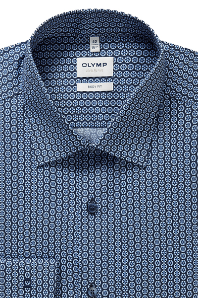 Produktbild f�r 'OLYMP Level Five body fit Hemd extra langer Arm New Kent Kragen Muster blau'