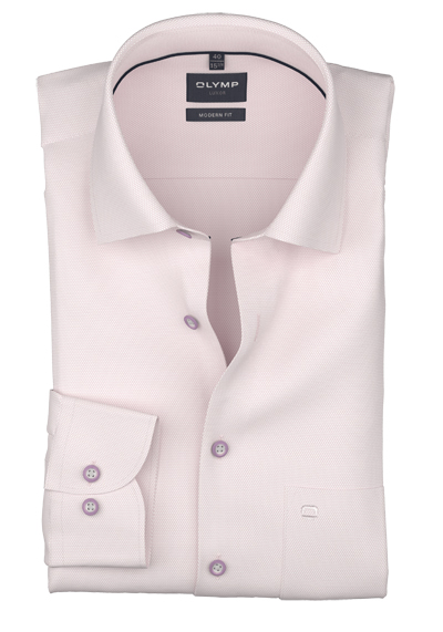 OLYMP Luxor comfort fit Hemd extra langer Arm New Kent Kragen Struktur rosa