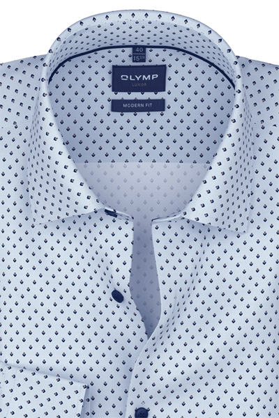Produktbild f�r 'OLYMP Luxor comfort fit Hemd Langarm New Kent Kragen Feintwill Muster blau'