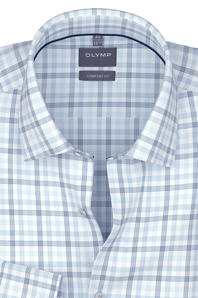 Produktbild f�r 'OLYMP Luxor comfort fit Hemd Langarm New Kent Kragen Karo blau'