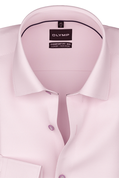 Produktbild f�r 'OLYMP Luxor comfort fit big Hemd Langarm New Kent Kragen Struktur rosa'