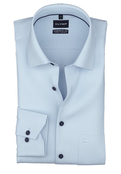 OLYMP Luxor comfort fit big Hemd Langarm New Kent Kragen Struktur hellblau preisreduziert