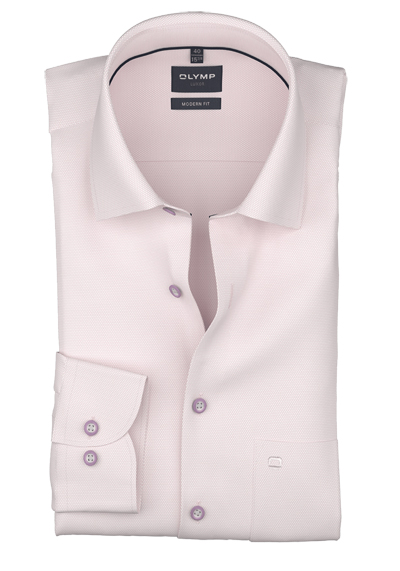 OLYMP Luxor modern fit Hemd extra langer Arm New Kent Kragen Struktur rosa