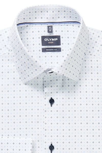 Produktbild f�r 'OLYMP Luxor modern fit Hemd Langarm New Kent Kragen Muster wei�'