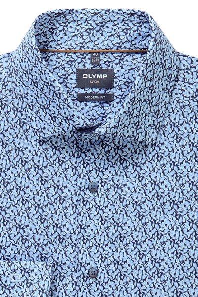 Produktbild f�r 'OLYMP Luxor modern fit Hemd extra langer Arm New Kent Kragen Muster dunkelblau'