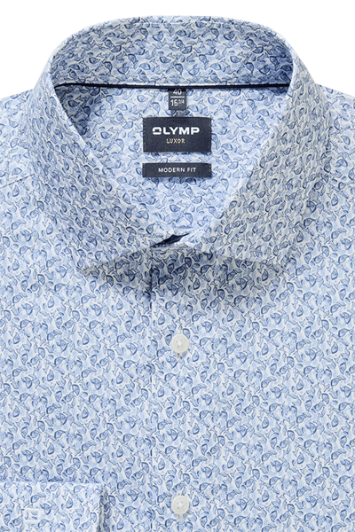 Produktbild f�r 'OLYMP Luxor modern fit Hemd extra langer Arm New Kent Kragen Muster hellblau'