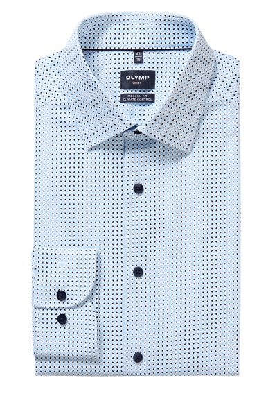 Produktbild f�r 'OLYMP Luxor 24/Seven modern fit Hemd Langarm New Kent Kragen Muster wei�'