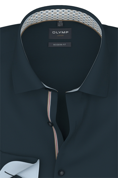 Produktbild f�r 'OLYMP Luxor modern fit Hemd extra kurzer Arm New Kent Kragen Struktur nachtblau'