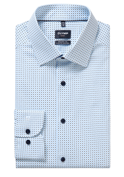 OLYMP Luxor 24/Seven modern fit Hemd extra langer Arm New Kent Kragen Muster wei�