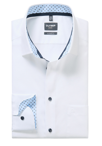 OLYMP Luxor modern fit Hemd Langarm New Kent Kragen Streifen wei� preisreduziert