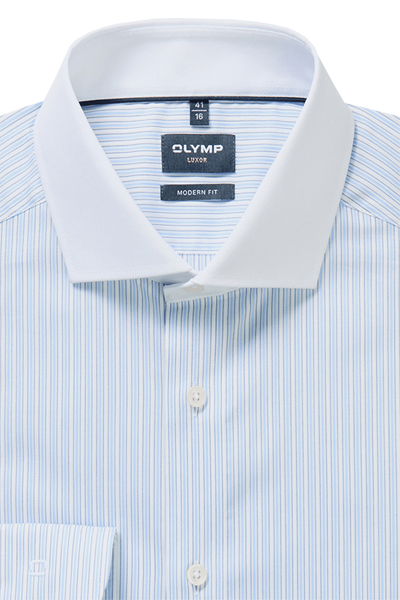 Produktbild f�r 'OLYMP Luxor modern fit Hemd Langarm Haifischkragen Streifen hellblau'