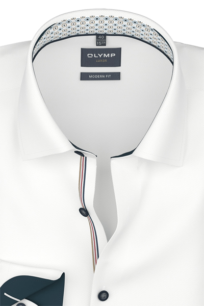 Produktbild f�r 'OLYMP Luxor modern fit Hemd Langarm New Kent Kragen Struktur wei�'