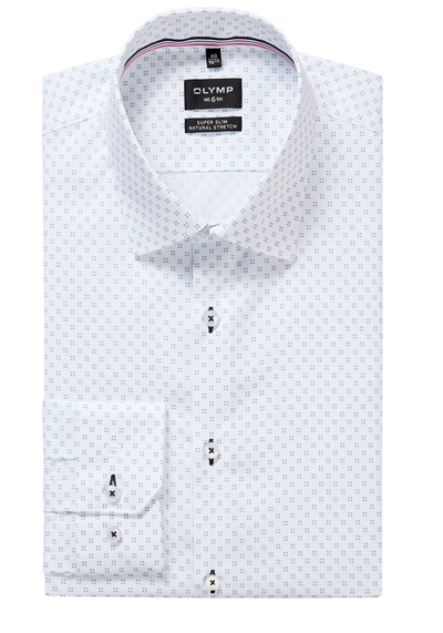 OLYMP No. Six super slim Hemd Langarm New Kent Kragen Muster wei�