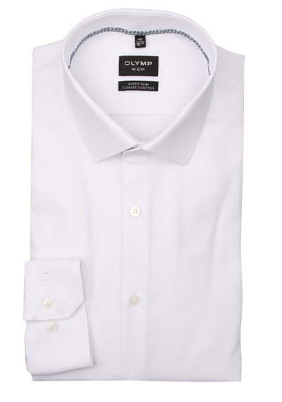OLYMP No. Six 24/Seven super slim Hemd Langarm New Kent Kragen Feintwill wei�