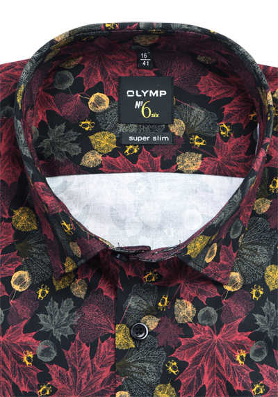 OLYMP No. Six super slim Hemd extra langer Arm Muster schwarz