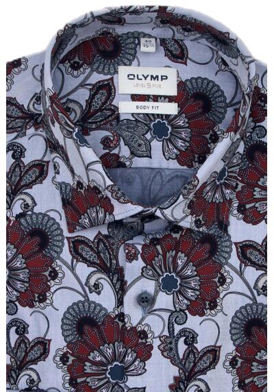 Produktbild fr 'OLYMP Level Five body fit Hemd extra langer Arm New Kent Kragen Muster blau'