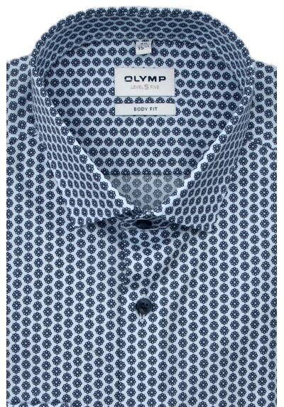 Produktbild fr 'OLYMP Level Five body fit Hemd extra langer Arm New Kent Kragen Muster blau'