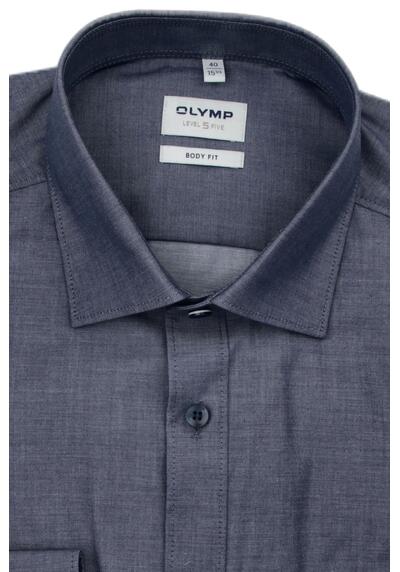 Produktbild fr 'OLYMP Level Five body fit Hemd Langarm New Kent Kragen Twill navy'