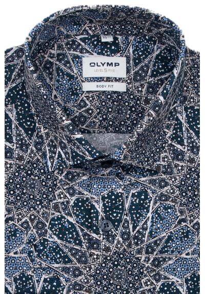 Produktbild fr 'OLYMP Level Five body fit Hemd Langarm New Kent Kragen Muster blau'