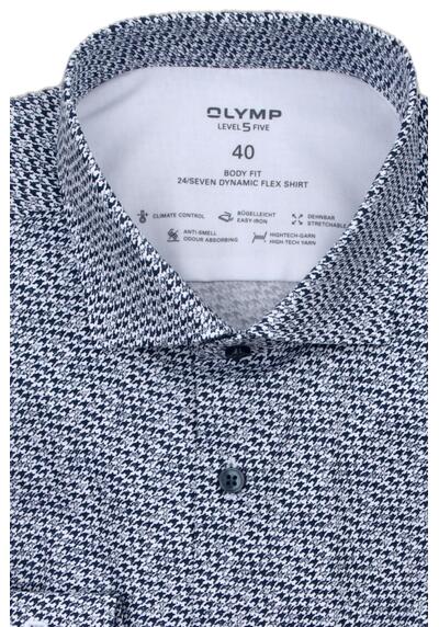 Produktbild fr 'OLYMP Level Five body fit Hemd 24 / Seven Langarm Muster blau'