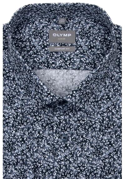 Produktbild fr 'OLYMP Luxor comfort fit Hemd Langarm New Kent Kragen Muster dunkelblau'
