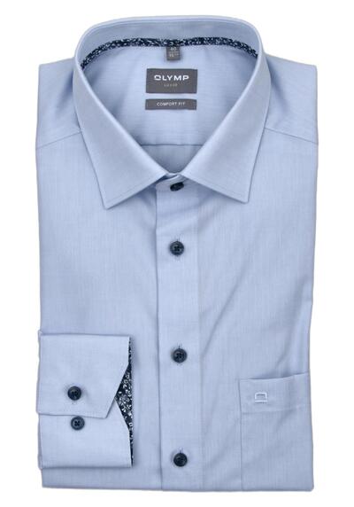 OLYMP Luxor comfort fit Hemd Langarm New Kent Kragen hellblau