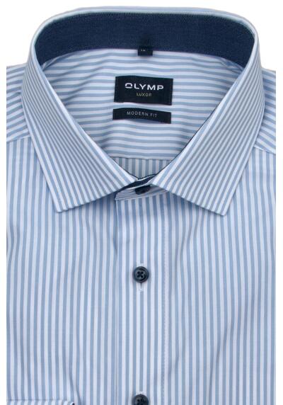 Produktbild fr 'OLYMP Luxor modern fit Hemd extra kurzer Arm New Kent Kragen Streifen hellblau'