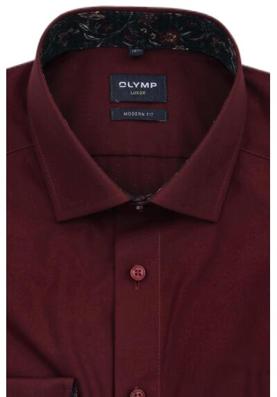 Produktbild fr 'OLYMP Luxor modern fit Hemd Langarm New Kent Kragen dunkelrot'