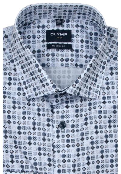 Produktbild fr 'OLYMP Luxor modern fit Hemd Langarm New Kent Kragen Muster blau'