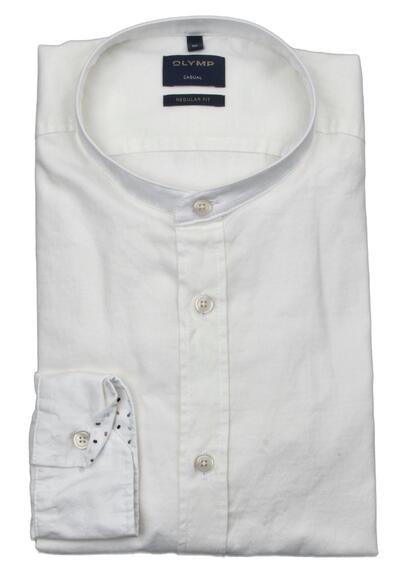 OLYMP Casual regular fit Hemd Langarm Stehkragen wei